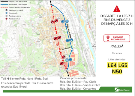 Talls línies d'autobús L64, L65 i N50